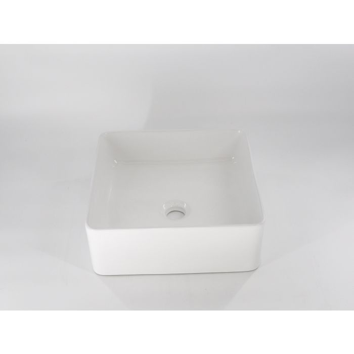 Lusso-White | 14.5in  x 14.5in x 3 3/4in  | Square Vessel