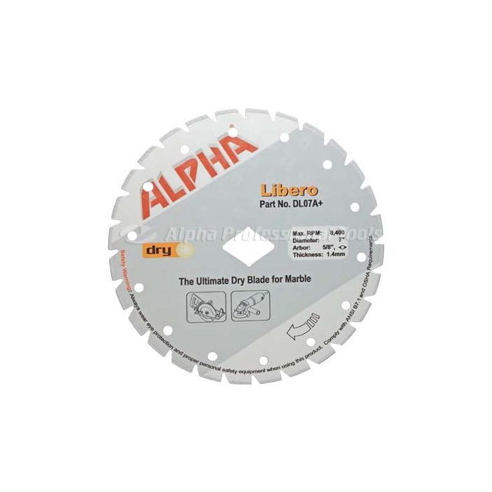 Alpha Libero 4-7 inch Marble Blade | Dry Cutting Diamond Blade for Marble, Limestone, Soapstone & Alabaster