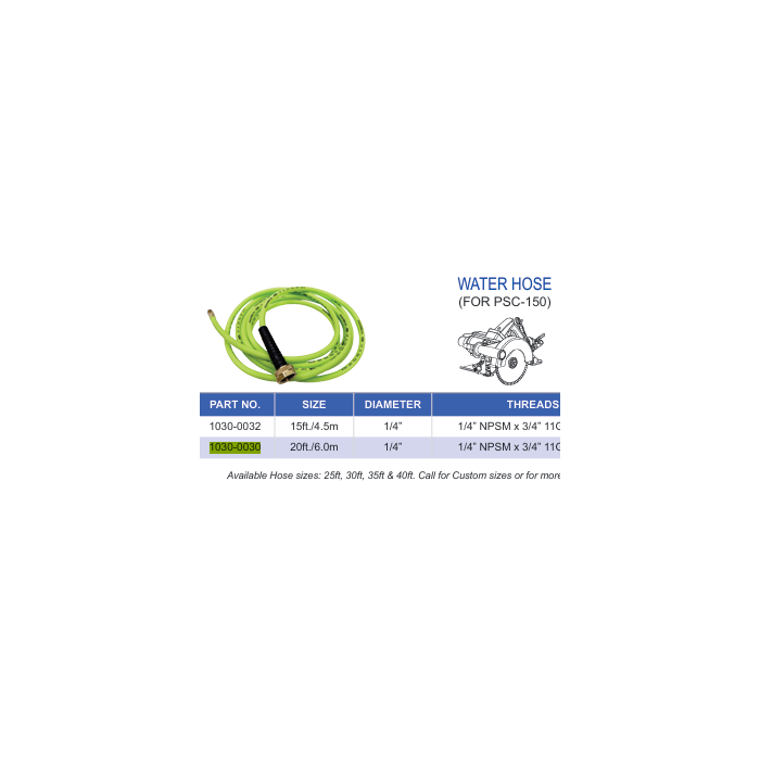 Alpha Tools 15' Water Hose for PSC-150