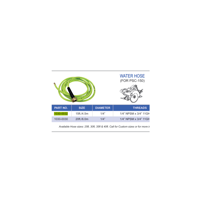 Alpha Tools 20' Water Hose for PSC-150