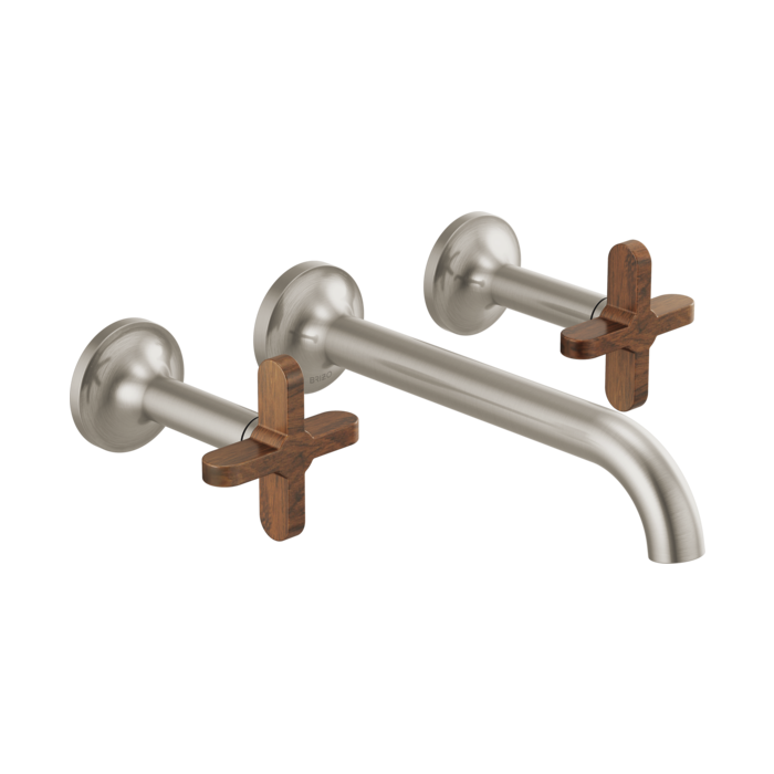 Brizo Two-Handle Wall Mount Lavatory Faucet with Wooden Cross Handles & Wall Mount