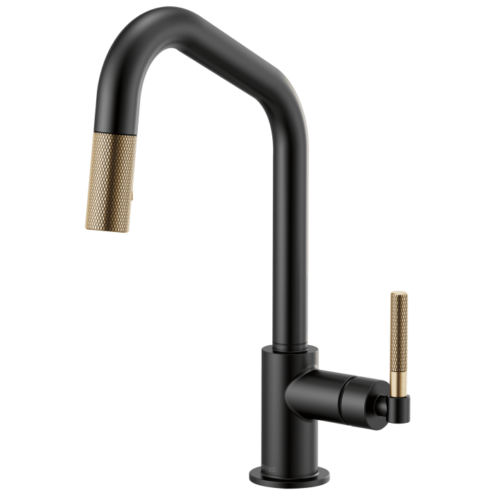 Brizo Pull-Down Kitchen Faucet with Angled Spout and Knurled Handle