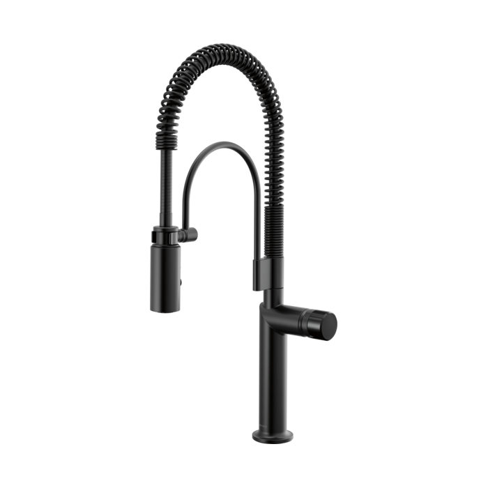 Brizo 63375LF Semi-Professional Kitchen Faucet with Black Crystal Knob Handle Kit