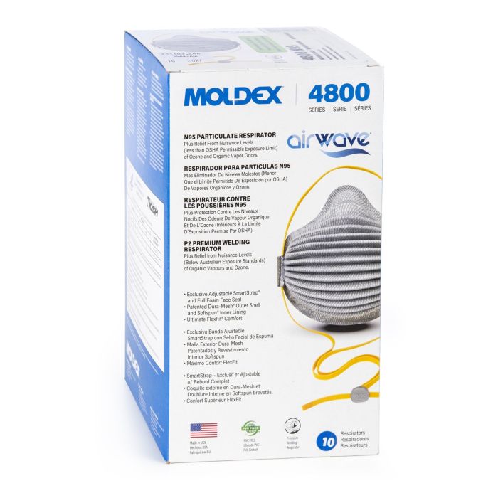Moldex - 10 per box Nuisance Organic Vapors AirWave Disposable Industrial Respirator Med/LG