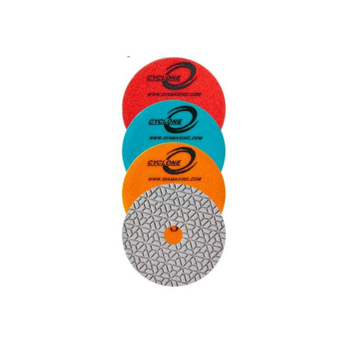 Diamax Cyclone ES White Resin 3-Step Pads 4in