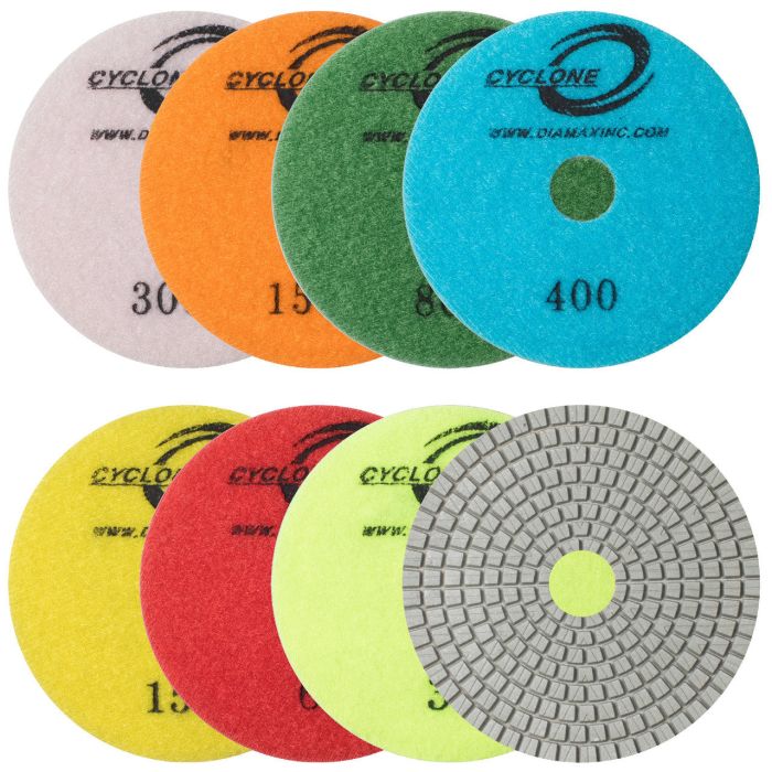 Diamax Cyclone ES White Resin Polishing Pads 4"  Wet
