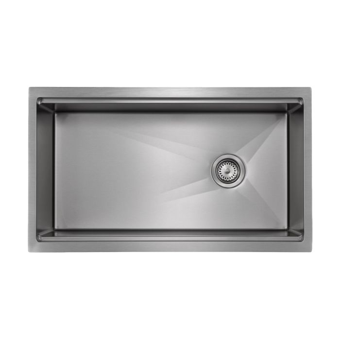Master Chef - Armada 33" Radial  Stainless Steel-Apron Front Single Bowl Culinary Sink w/offset Drain Antibacterial/cut Resist coated 33x19.5x10