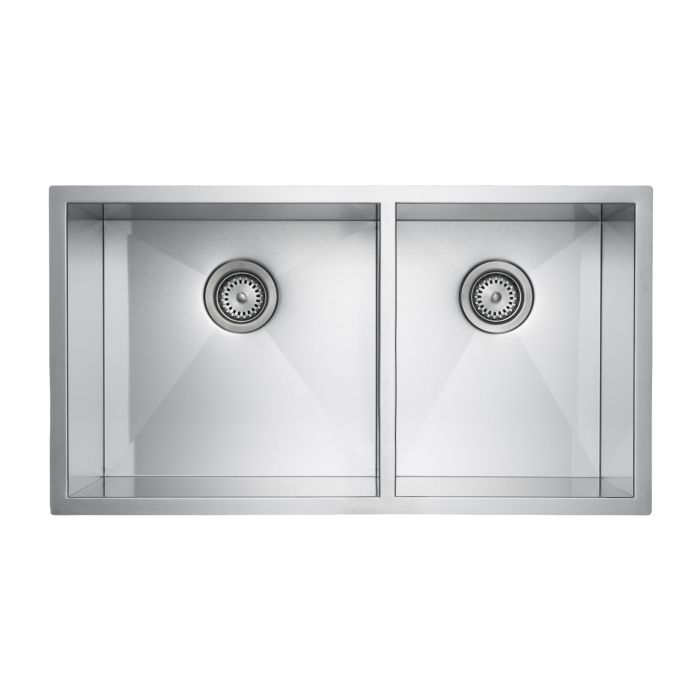 MasterChef - Orleans Premium 15 G Offset 60/40 Stainless Steel Kitchen Sink 33x18x10 SQUARE NONRADIAL CORNERS