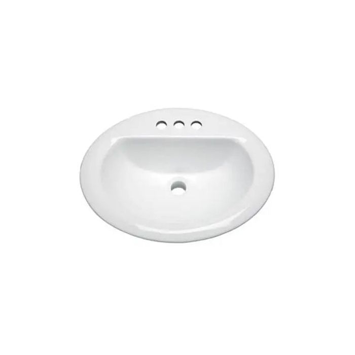 Oasis 2018-8 WH Topmount 20x18 White Porcelain Sink w/8 in Widespread Faucet holes.