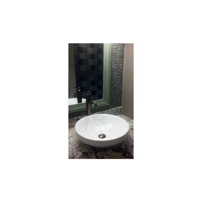 Oasis- Crater Drop-in Round Self Rimming Vessel Vitreous China Sink in white 17.5 Diameter by 6 deep