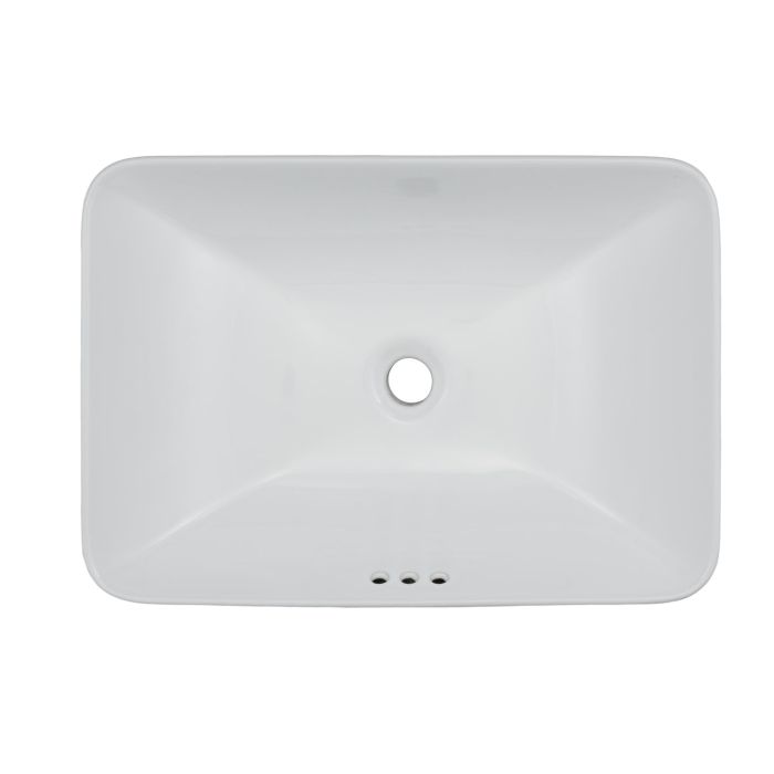 Oasis- Libra Rectangle Semi-recessed vessel w/deep basin &round edges Drop-in/vessel 22-5/8'x6-7/8'x16-1/8'White