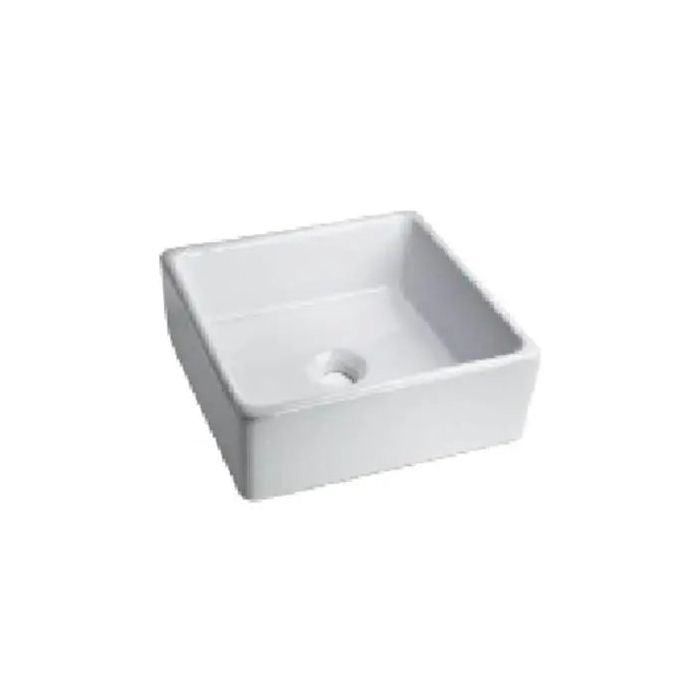 Oasis- Utopia-WH White Porcelain Vessel Square Sink 15x15x5