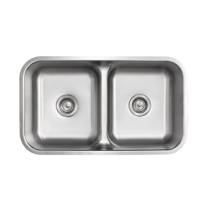 Presidential- Adams Premium 18 G UM Equal Double Bowl Kitchen Sink 32.25x18.25x9/9