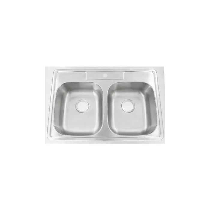 Presidential- Pierce 1 Self-Rimming Double Bowl Kitchen Sink 33' x 22' x 8' 18 GPierce 1 Hole.MUST HAVE CLIPS w/SINK.