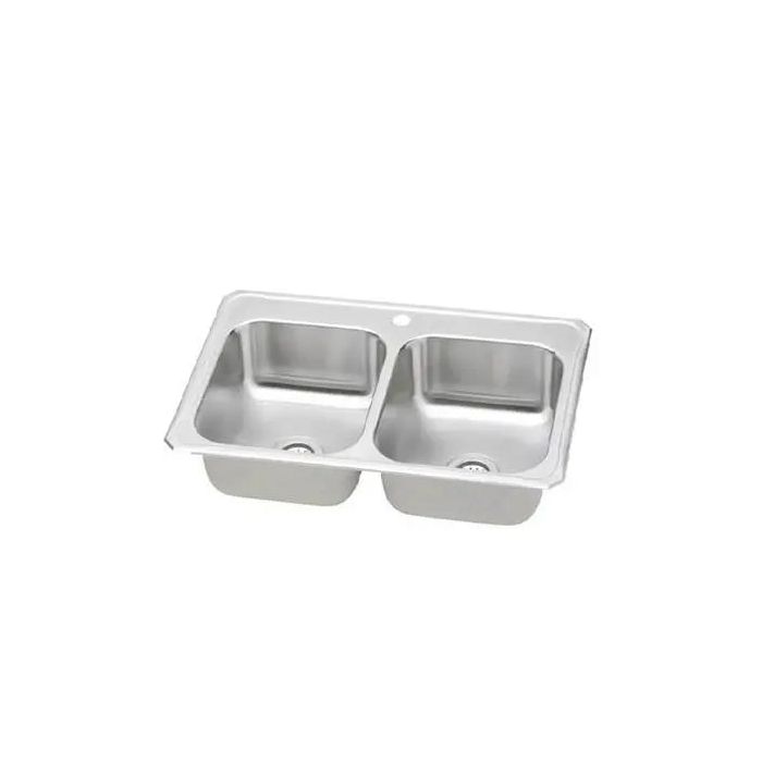Presidential- Pierce ADA Self-Rimming Double Bowl Kitchen Sink 33' x 22' x 8' 18G Pierce 1Hole ADA