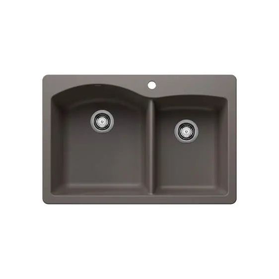 Blanco-Volcano Grey-Diamond 1-3/4 Bowl Dual Deck-443100