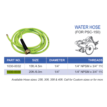 Alpha Tools 15' Water Hose for PSC-150