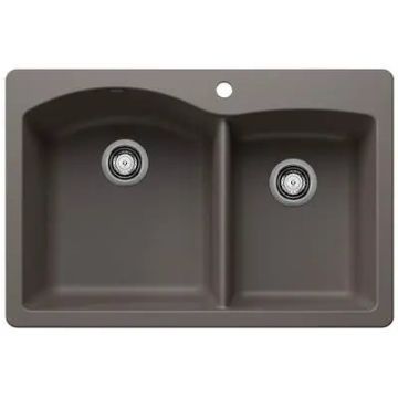 Blanco-Volcano Grey-Diamond 1-3/4 Bowl Dual Deck-443100