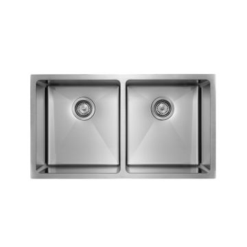 Master Chef - Bordeaux Radial  Culinary Style Stainless Steel Kitchen Sink Double/Equal Bowl UM RADIAL CORNERS