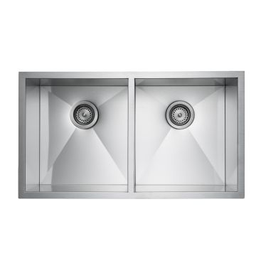 Master Chef - Bordeaux Stainless Steel Professional Culinary Sink 15G Equal Double Bowl UM 15 G 32x18x10