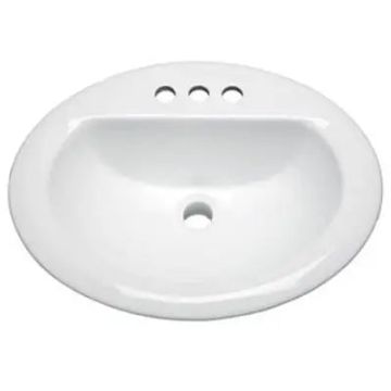 Oasis 2018-8 WH Topmount 20x18 White Porcelain Sink w/8 in Widespread Faucet holes.