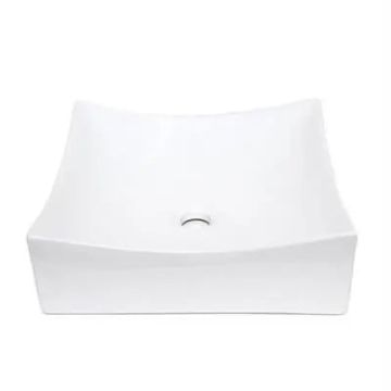 Oasis- Auriga Small Modern Square Vessel China Sink Small (White) 16x16.5x5