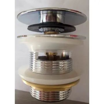 Oasis-Polished Nickel-Tub Drain w/Overflow 11/2 soft touch dome 2-1/2? Long drain body