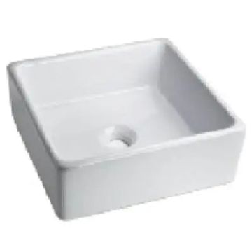 Oasis- Utopia-WH White Porcelain Vessel Square Sink 15x15x5