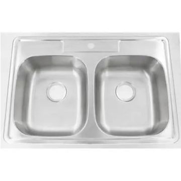 Presidential- Pierce 1 Self-Rimming Double Bowl Kitchen Sink 33' x 22' x 8' 18 GPierce 1 Hole.MUST HAVE CLIPS w/SINK.